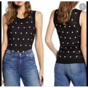 Halogen Polka Dot Sweater Knit Vest Tank Top Sz M